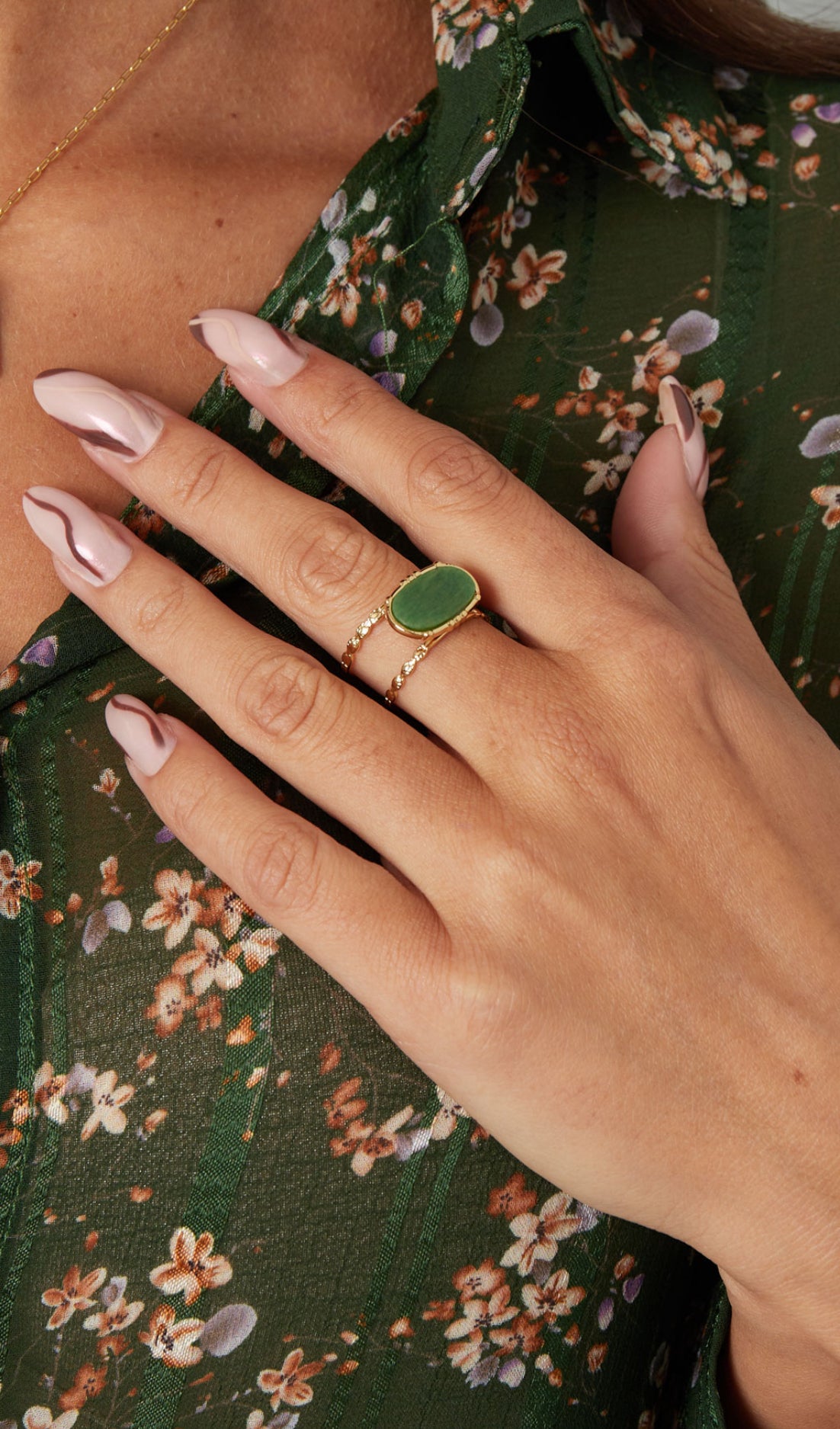 Dubbele ring met ovale steen